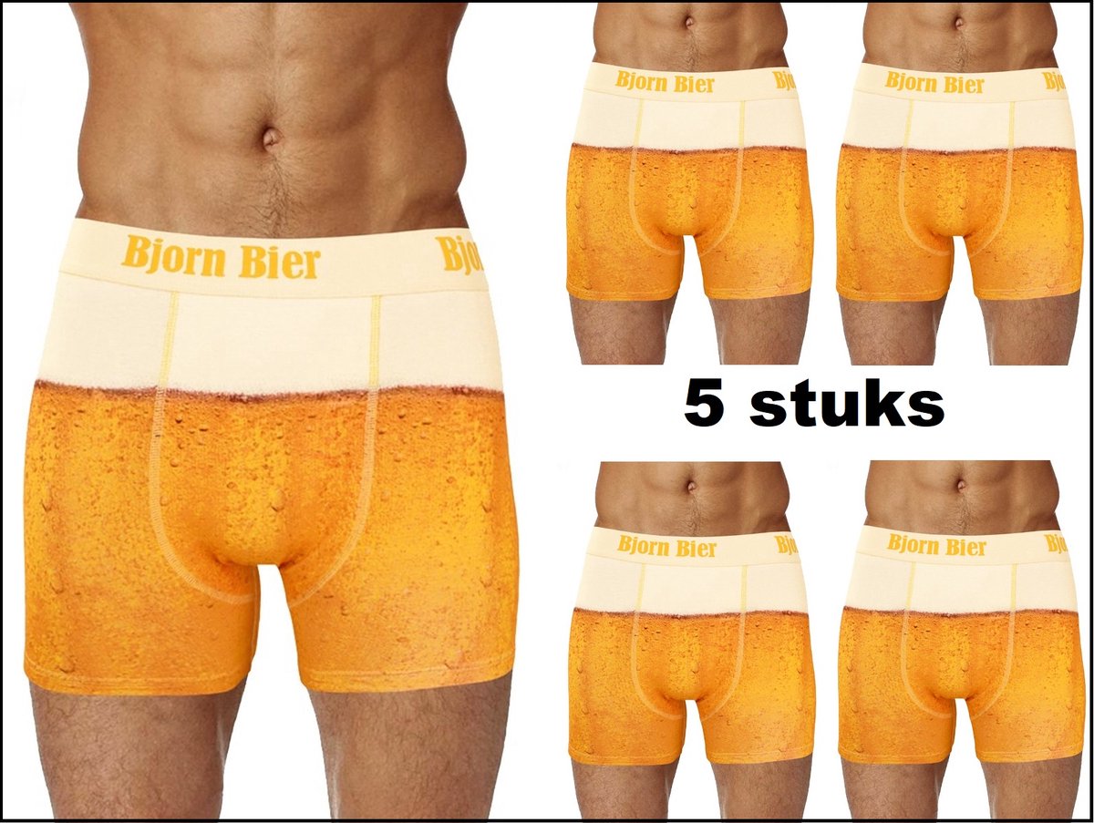 5 stuks Boxershort Bjorn bier mt.L - ondergoed boxershort thema feest festival Bjorn Bier bierfeest apres ski