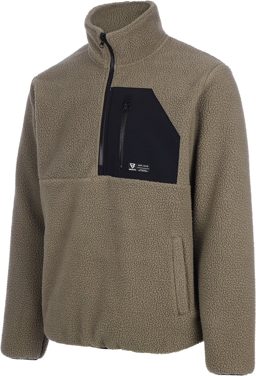 Brunotti Kelstyn Teddy Fleece Heren Dusky Fleece met Rits Loose Fit Soft Chin Guard Groen