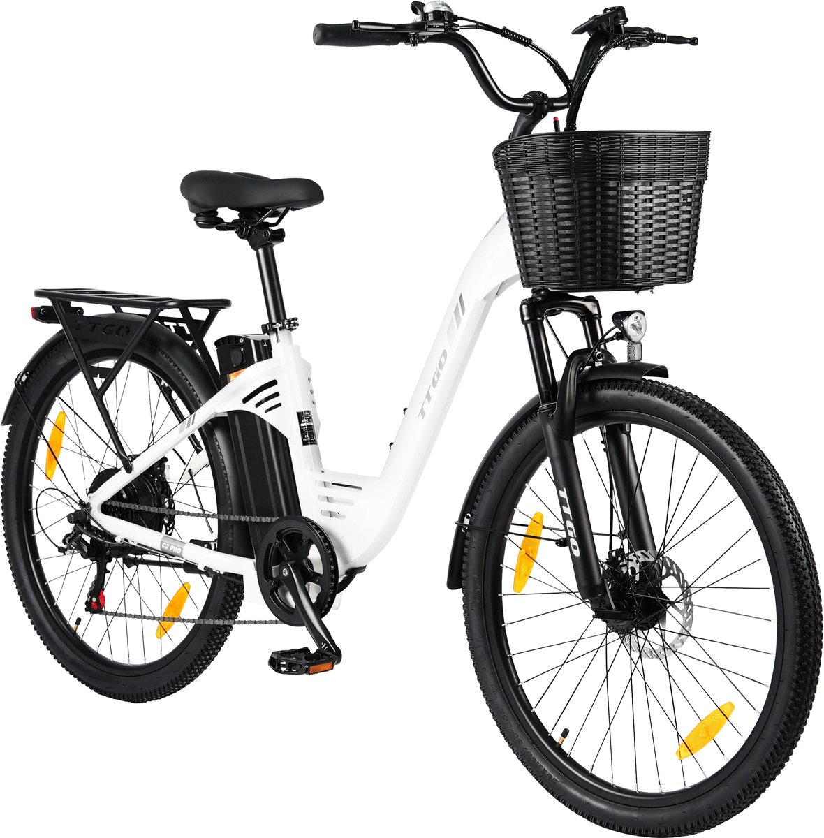 TTGO C2PRO E-bike - 25 km/u - 26inch - 80km actieradius - 250W motor - 36V18Ah accu - 52NM - wit