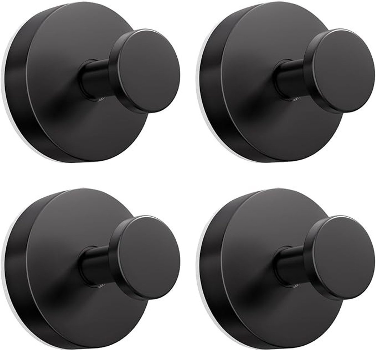 PolkaHome 4 stuks zuignaphaken - vacuümzuignap zonder boren - roestvrijstalen wandhaken voor keuken, badkamer en glas - mat zwart