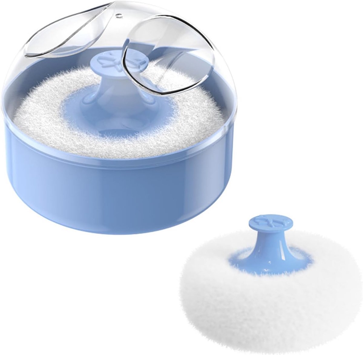 Lichaamspoeder met Poederdoos - Lege Blauwe Poederdoos - Lege Plastic met Pouf - Draagbaar Lichaamspoeder - Stof Poederdoos met Lintborstel - Voor Thuis en Reis