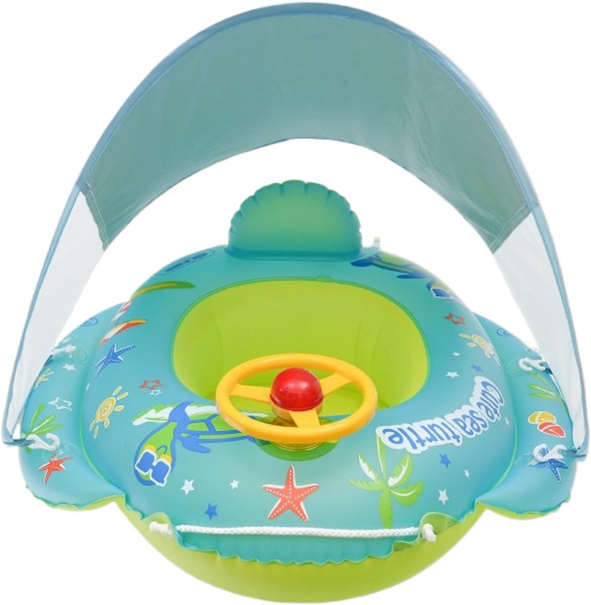 Baby Float Met Zonwering - Baby Zwembad Vlotten - Opblaasbaar PVC Zwemring 1-4 Jaar Cartoon Stuurwiel Speelgoed Voor Zonbescherming Rivier