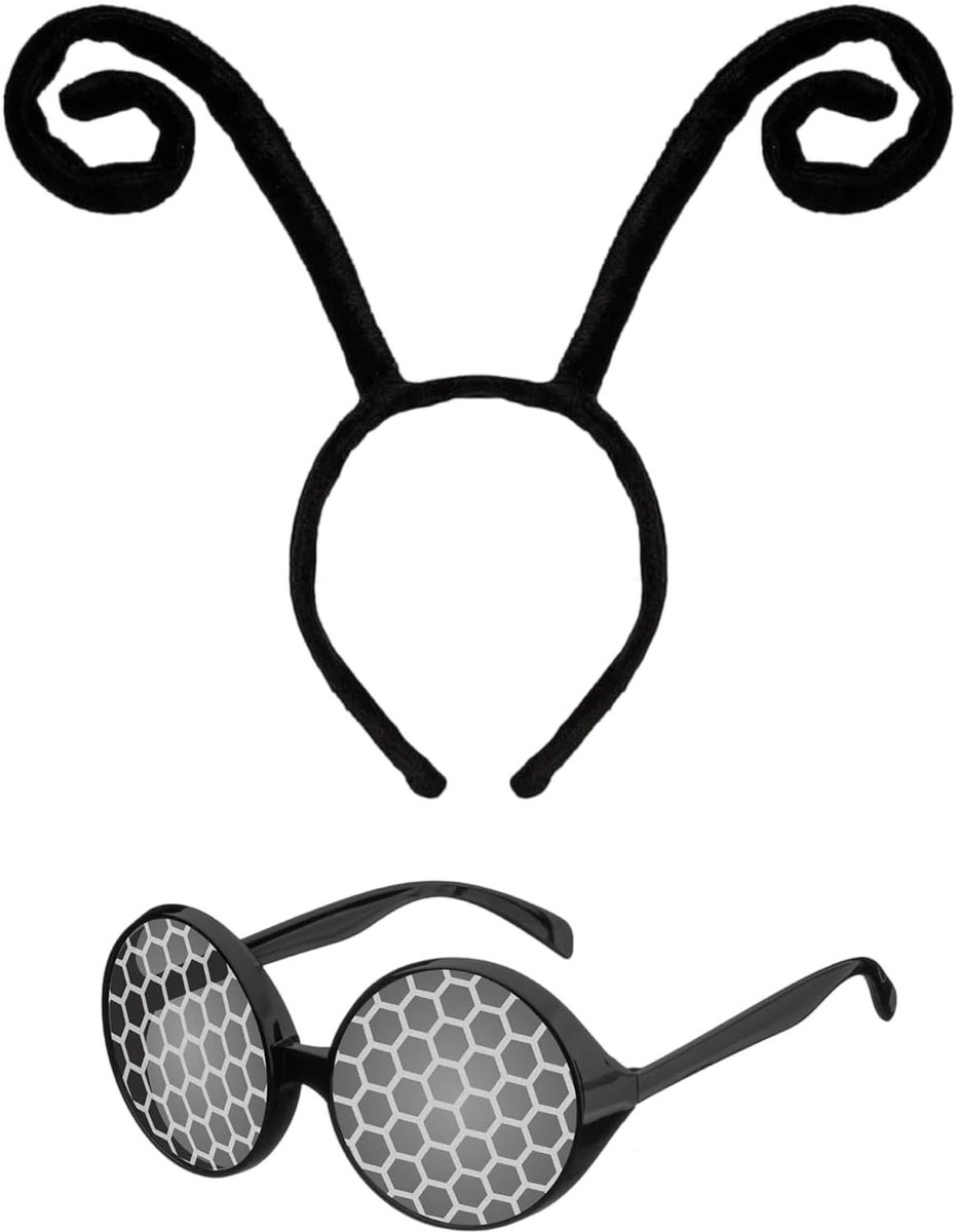 Grappige antenne haarband met insectenogen en zonnebril, perfect kostuumaccessoire voor Halloween, carnaval en feestjes
