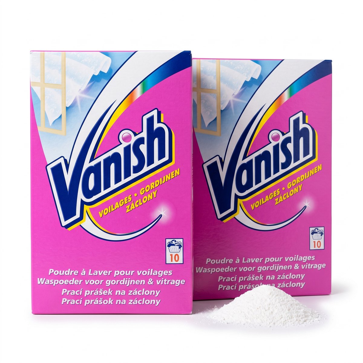 2 x Vanish Gordijnen - Waspoeder - Voor Gordijnen & Vitrage - 10 Wasbeurten - Gordijn Schoonmaken - Gordijnen Wassen - Vitrage Reinigen - Vlekken Verwijderen Gordijnen - Waspoeder Gordijnen
