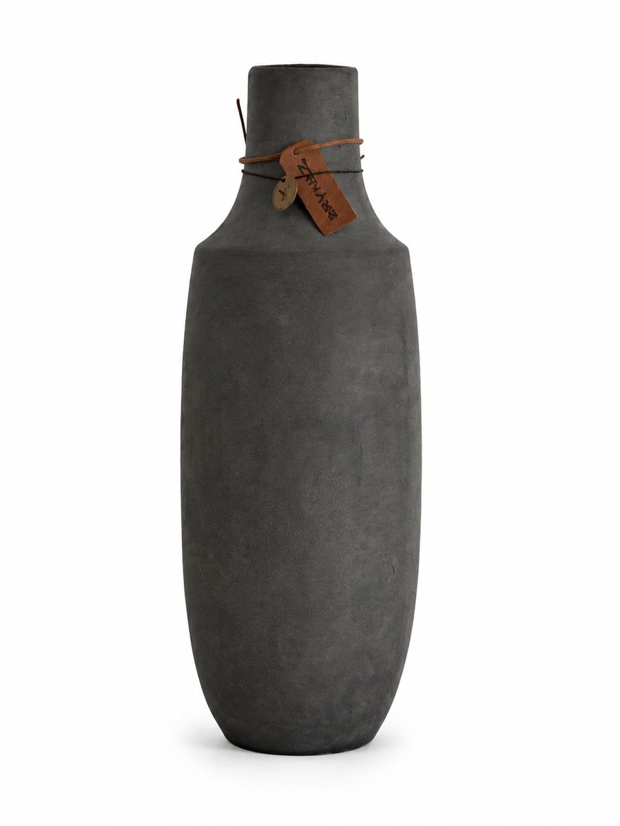 BRYNXZ Flesvaas Grijs 43 cm - Decoratieve Vaas met Smalle Hals - Keramieken Vaas voor Kunstbloemen en Takken