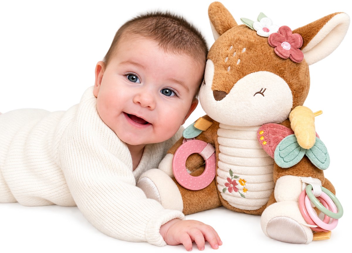 Little Dutch - Knuffel - Hert - Geschikt vanaf de Geboorte - Hoogte 30 cm - Fairy Garden - Baby Knuffel - Knuffels - Activiteitenknuffel - Little Dutch Speelgoed - Kraamcadeau - Babyshower Cadeau