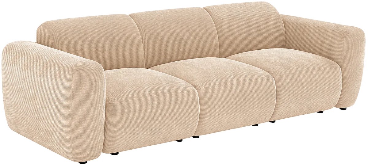 Vente-unique Modulaire zitbank 4 plaatsen in beige fijn ribfluweel van Maison Céphy POGNI