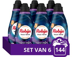 Robijn - Vloeibaar Wasmiddel - Klein & Krachtig - Black Velvet - 6 flessen - 144 wasbeurten - Voordeelverpakking