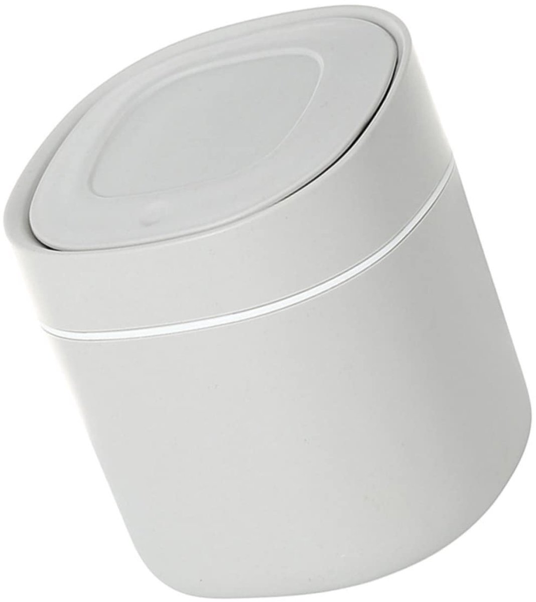 Bureauprullenbak met deksel, lichtgrijs, compacte afvalbak voor kantoor en thuis, 15,5 x 13,5 x 13,5 cm