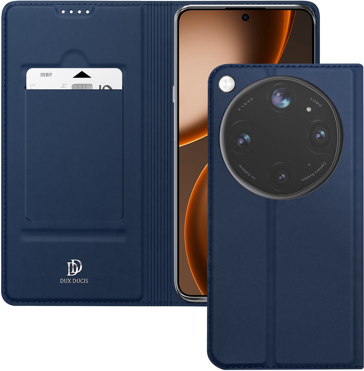 Dux Ducis, Hoesje voor Oppo Find X9 Ultra Soft-touch met Videostandaard en Pasjeshouder, Nachtblauw