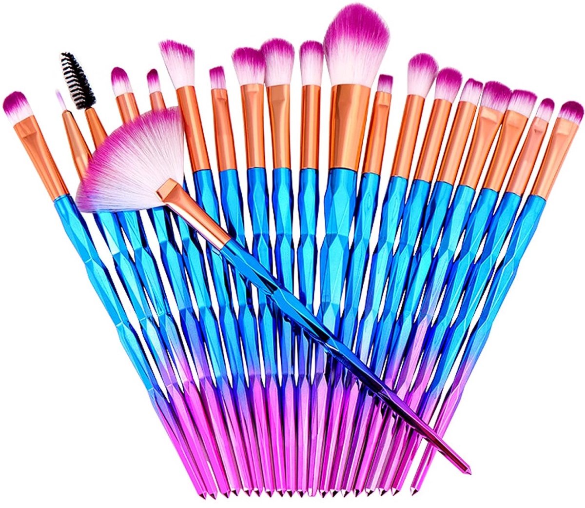 20-Delige Make-Upborstelset - Professionele Cosmetica Penselen - Allround Beauty Kit - Voor Vloeibaar Crème Poeder - Ergonomisch Design - Synthetische Kunstvezel - Zacht En Huidvriendelijk - Ideaal Voor Beginners En Gevorderden