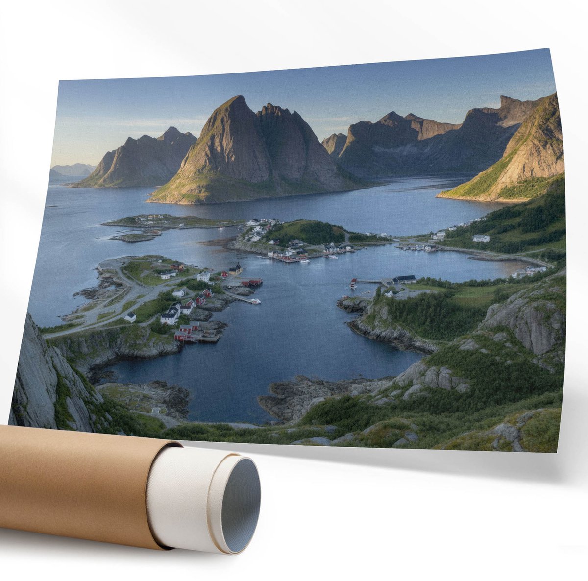 Coloray Polycanvas Wandposter – Berglandschap, Groen – 594 x 840 mm – Bruin Illustratie – Rechthoek – Decoratieve Wandposter – Woonkamer – Klassiek
