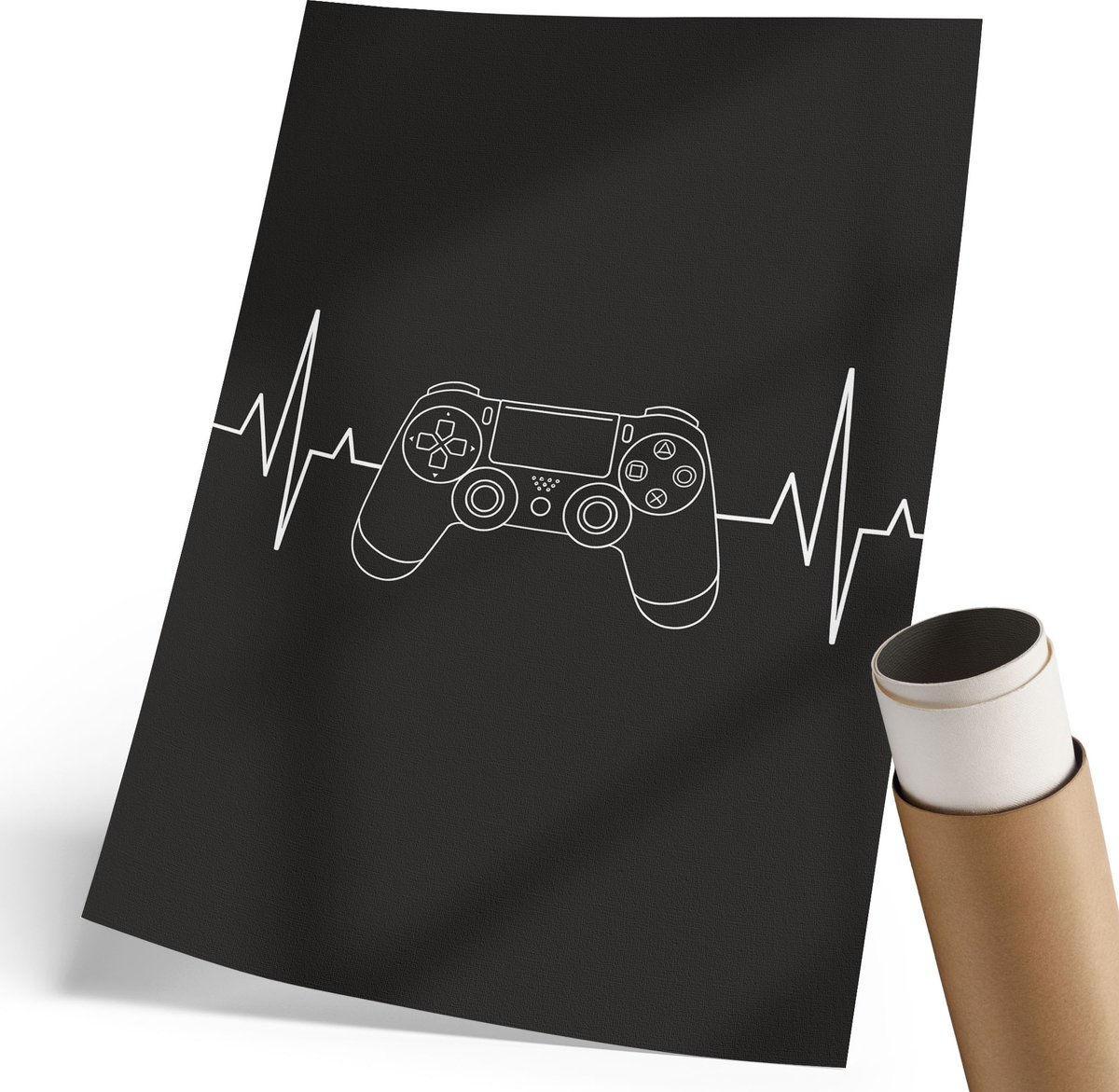 Coloray Polycanvas Wandposter - Gameritme, Lijntekening - 210 x 297 mm - Zwart Illustratie - Rechthoek - Interieurdecoratie - Woonkamer, Slaapkamer, Kantoor - Popcultuur