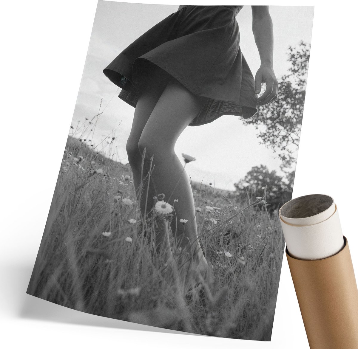 Coloray Polycanvas Poster - Stadsjachthaven, Zwart-wit - 210 x 297 mm - Zwart-wit Wandposter - Rechthoek - Muurdecoratie - Woonkamer - Klassiek