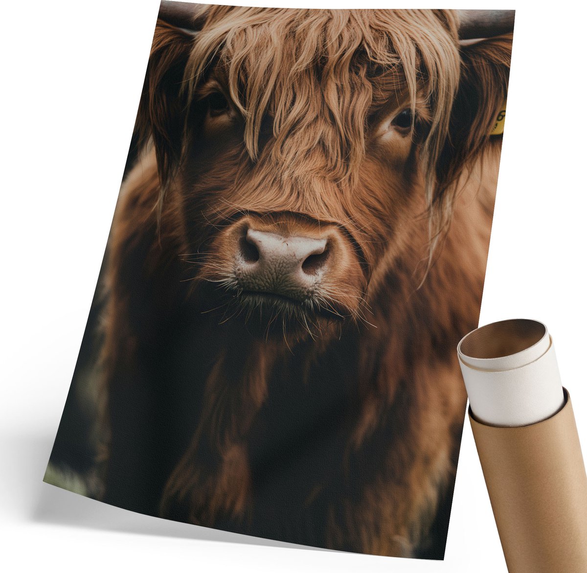 Coloray Polycanvas Wandposter - Kleurrijke Huizen, Grijs - 210 x 297 mm - Bruin Illustratie - Rechthoek - Canvasposter - Woonkamer - Rustiek