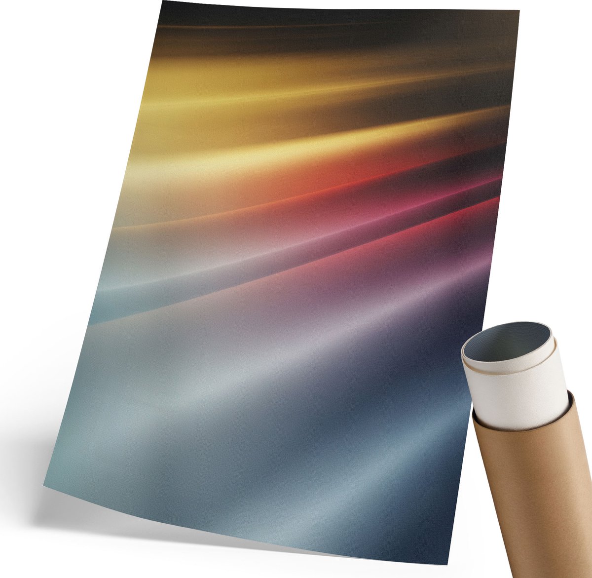 Coloray Polycanvas Poster - Gekleurde Lijnen, Schilderen - 210 x 297 mm - Geel Motief - Rechthoek - Wandkunst - Woonkamer, Slaapkamer, Kantoor - Modern