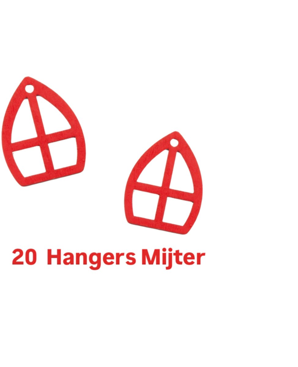 20 hangers Mijter hout - sinterklaas - cadeau decoratie - leuk inpakken -