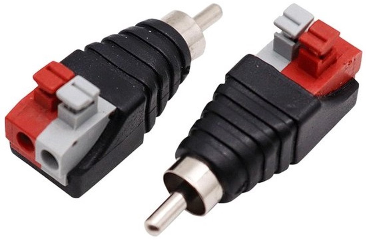 RCA Luidspreker Adapter - Audio Video Connector - Thuisbioscoop Beveiliging - Soldeervrij Schroefbevestiging - 2 Stuks - Zwart