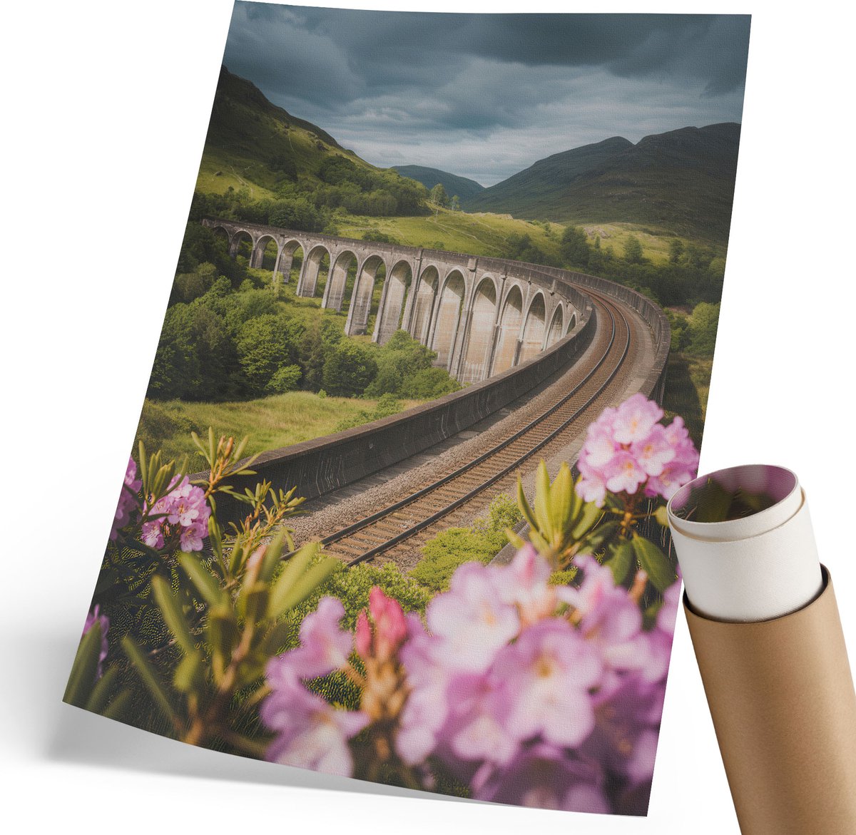 Coloray Polycanvas Poster - Vreedzaam Landschap, Fotografie - 210 x 297 mm - Groen Wanddecoratie - Rechthoek - Decoratieve poster - Woonkamer, Slaapkamer, Kantoor - Klassiek