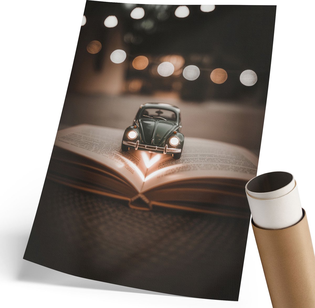 Coloray Polycanvas Wandposter - Een Boek Over Avontuur, Fotografie - 210 x 297 mm - Bruin Illustratie - Rechthoek - Canvasposter - Woonkamer, Slaapkamer, Kantoor - Vintage