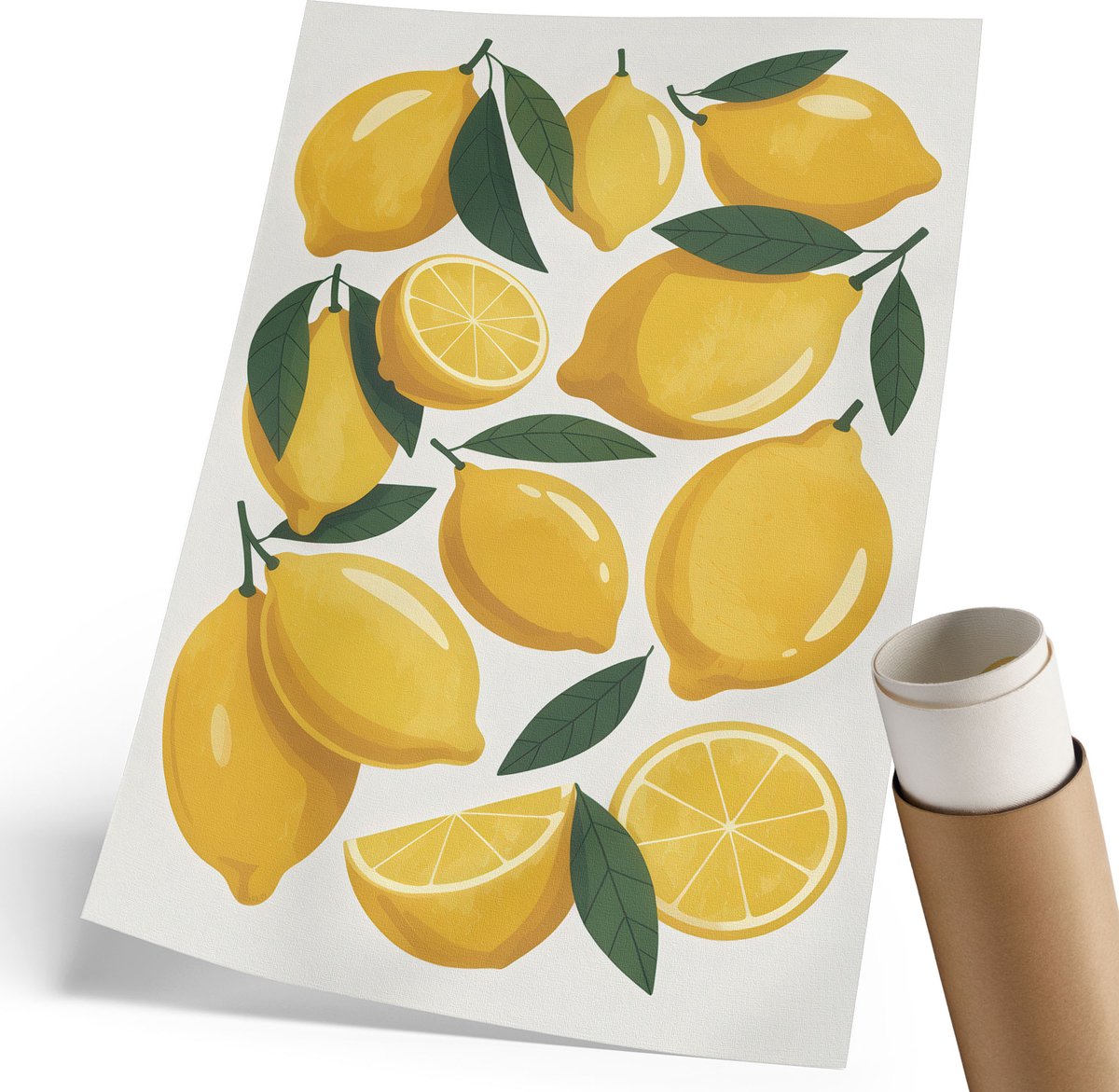 Coloray Polycanvas Poster - Citrusenergie, Illustratie - 210 x 297 mm - Geel Motief - Rechthoek - Kunstposter - Woonkamer, Slaapkamer, Kantoor - Decoratief