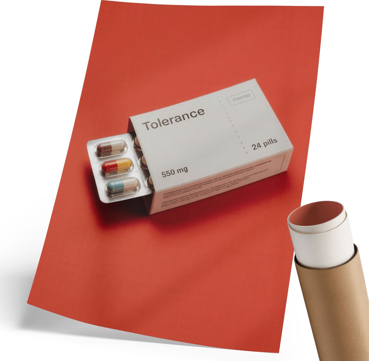Coloray Polycanvas Poster - Tolerantiecapsules, Fotografie - 210 x 297 mm - Oranje Illustratie - Rechthoek - Wandkunst - Woonkamer, Slaapkamer, Kantoor - Modern