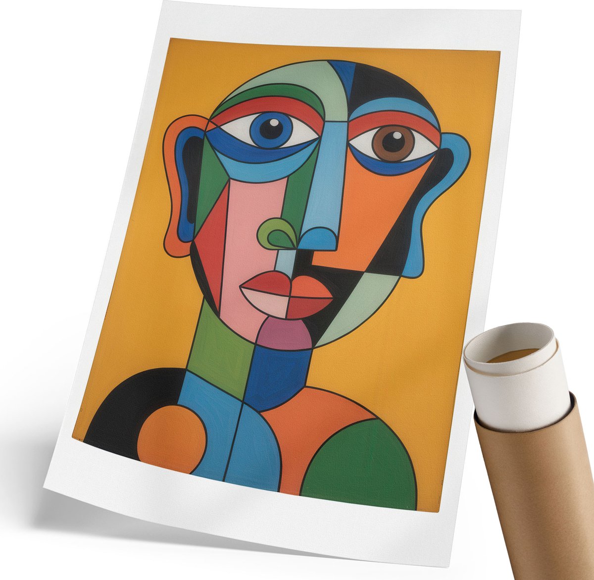 Coloray Polycanvas Poster - Surrealistisch Portret, Illustratie - 210 x 297 mm - Geel Motief - Rechthoek - Wandkunst - Woonkamer, Slaapkamer, Kantoor - Expressief