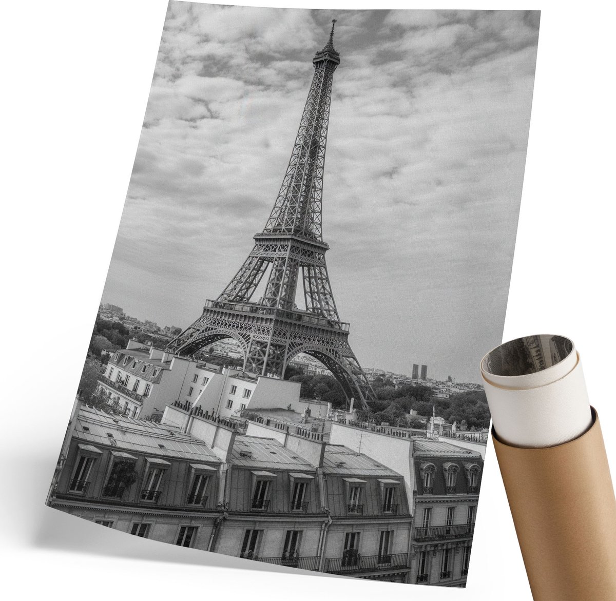 Coloray Polycanvas Poster - Eiffeltoren, Fotografie - 210 x 297 mm - Grijs Kunst - Rechthoek - Decoratieve poster - Woonkamer, Slaapkamer, Kantoor - Klassiek