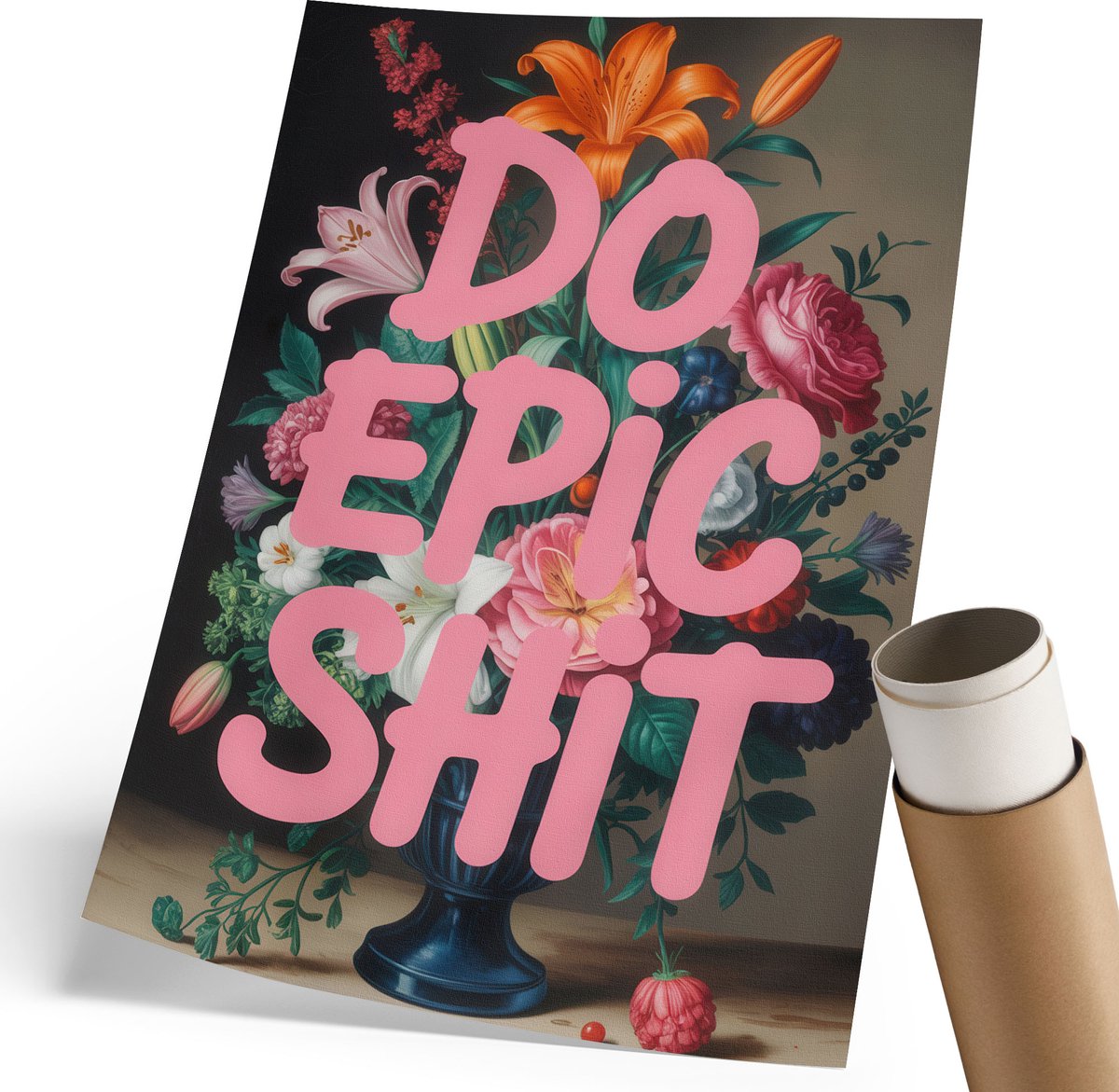Coloray Canvas Poster Polycanvas - Doe Epische Dingen, Schilderen - 210 x 297 mm - Roze Decoratie - Rechthoek - Wandkunst - Woonkamer, Slaapkamer, Kantoor - Expressief