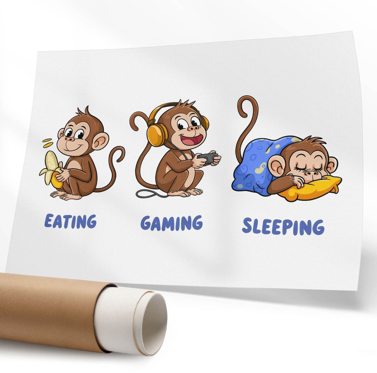 Coloray Polycanvas Wandposter - Olifant In De Bladeren, Illustratie - 594 x 840 mm - Zwart Patroon - Rechthoek - Interieurdecoratie - Kantoor - Kinder