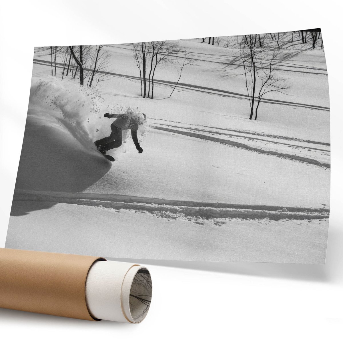 Coloray Polycanvas Wandposter - Lineaire Vlakken, Lijntekening - 594 x 840 mm - Beige Motief - Rechthoek - Wandkunstwerk - Slaapkamer - Boho