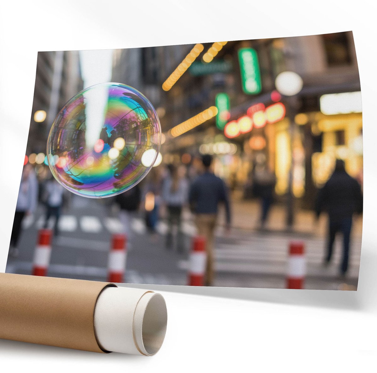 Coloray Polycanvas Wandposter - Bergnederzetting, Fotografie - 594 x 840 mm - Grijs Decoratie - Rechthoek - Interieurdecoratie - Kantoor - Klassiek