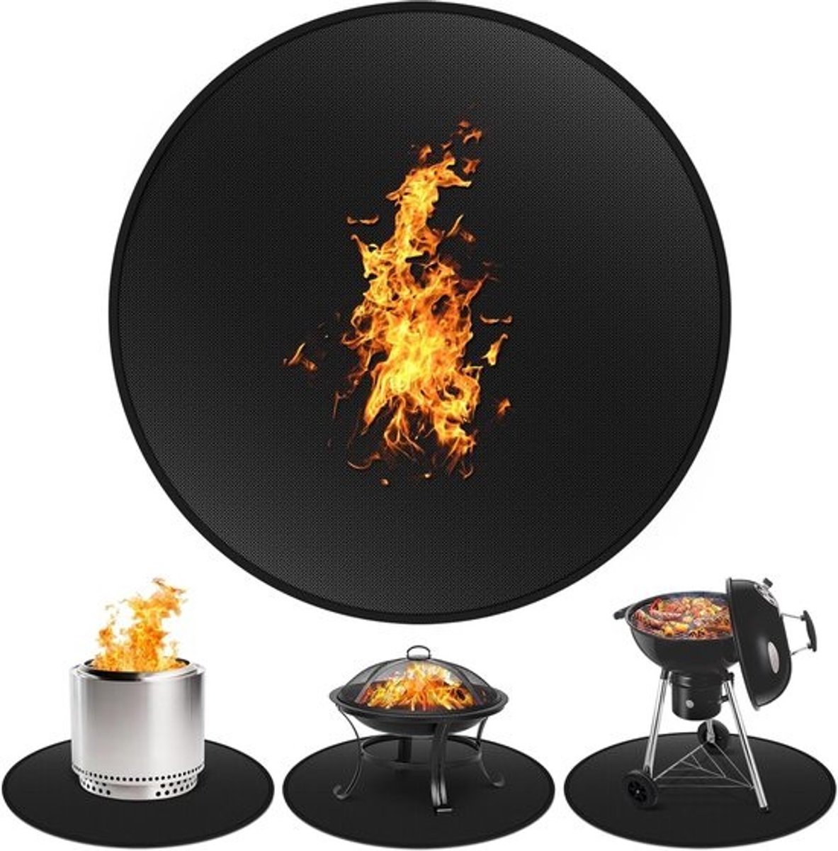 Vuurkorf Mat - Ondergrond Grillmat - Terras Beschermen - Hittebestendig Glasvezel - 30 Inch Rond - Zwart
