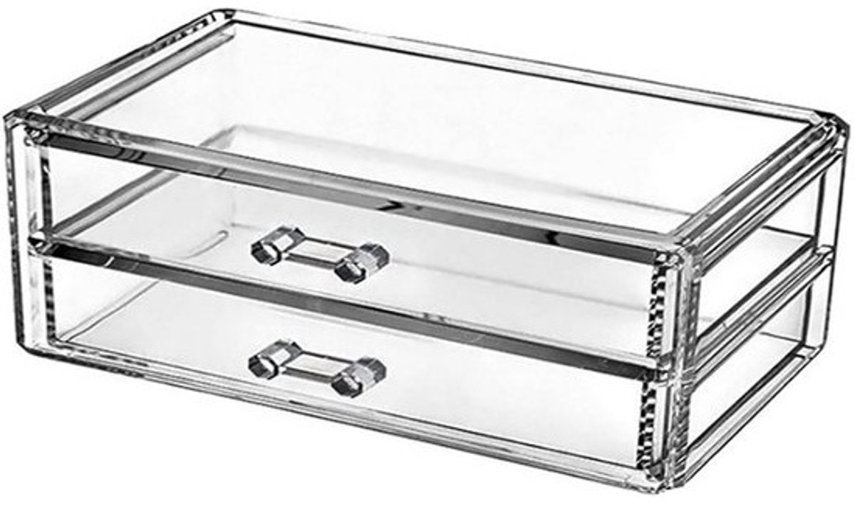 Make-up Opbergdoos - Cosmetica Organizer - Bureau Sieraden - Stapelbaar Acryl - 18.5x9x9 cm - Transparant