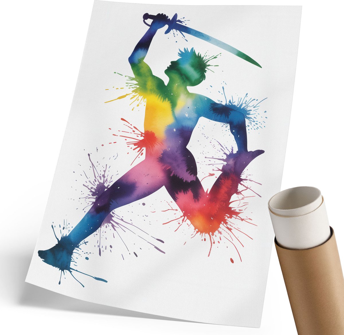 Wallfluent Polycanvas Wandposter - Kosmisch Landschap, Schilderen - 297 x 420 mm - Paars Illustratie - Rechthoek - Wandkunstwerk - Woonkamer, Slaapkamer, Kantoor - Expressief