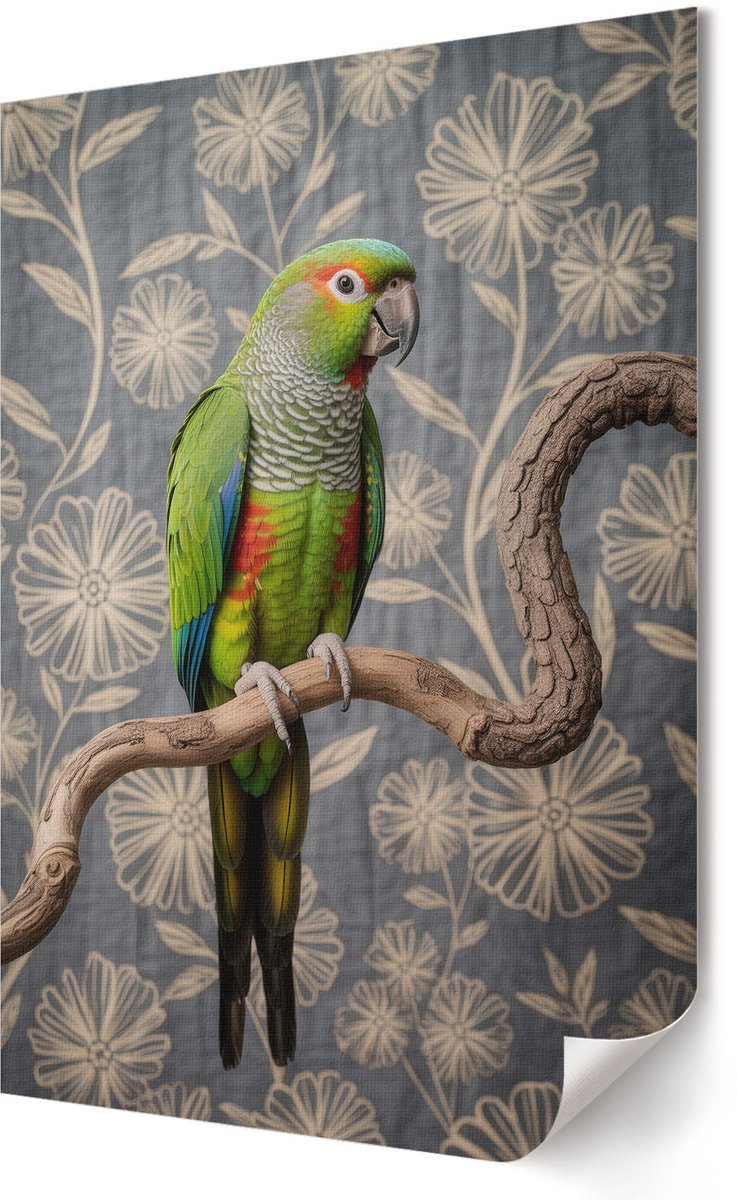 Coloray Polycanvas Poster - Kleurrijke Papegaai, Fotografie - 594 x 840 - Groen Motief - Rechthoek - Kunstposter - Slaapkamer - Expressief