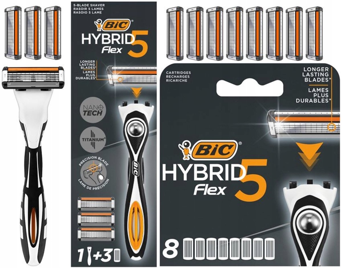 BIC Hybrid 5 Flex Scheermes voor Mannen + 11 Mesjes