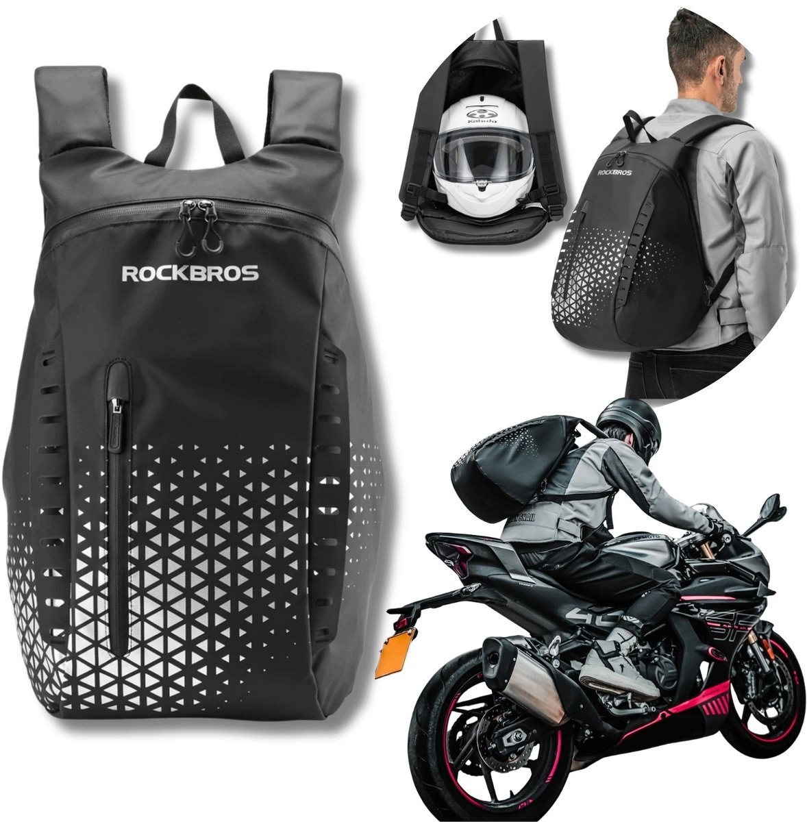 Rockbros Rugzak 14,5L Zwart - Ideaal voor Motorrijders
