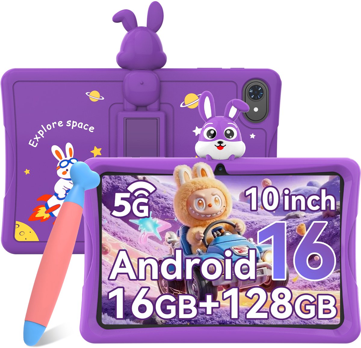 ExcitPower K10 - Tablet - 16GB RAM - 128GB ROM - 10.1 Inch - 5000mAh - Paars