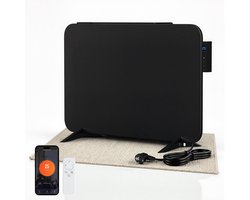 Infrarood Paneel 450W Zwart, Wand en Vrijstaand Verwarming met Afstandsbediening en Handdoekhouder