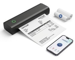 Livista Draadloze Thermische Printer - Draagbare Pocket Printer voor Smartphone - Mini Pinter voor Mobiel / Laptop / Computer – A4 / US Letter - Incl 2 rollen Papier - USB/USB-C -Bluetooth