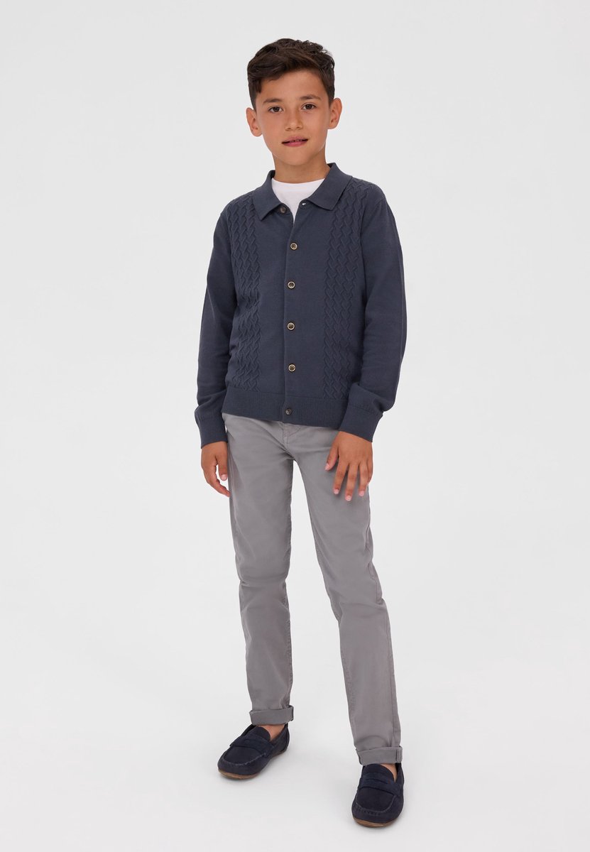 Minoti chino jongens grijs - kinderbroek met steekzakken - katoen