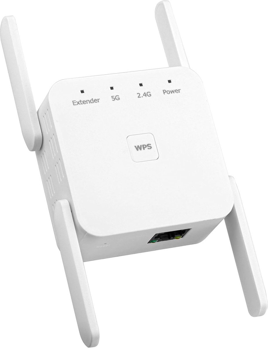 casalora - Wifi repeaters 1200 Mbps - Wifi Booster 2.4G - Lange Range Extender - 5G Wifi Signaal versterker - 1 Ethernet-poort - Wit - 82x72x55 mm