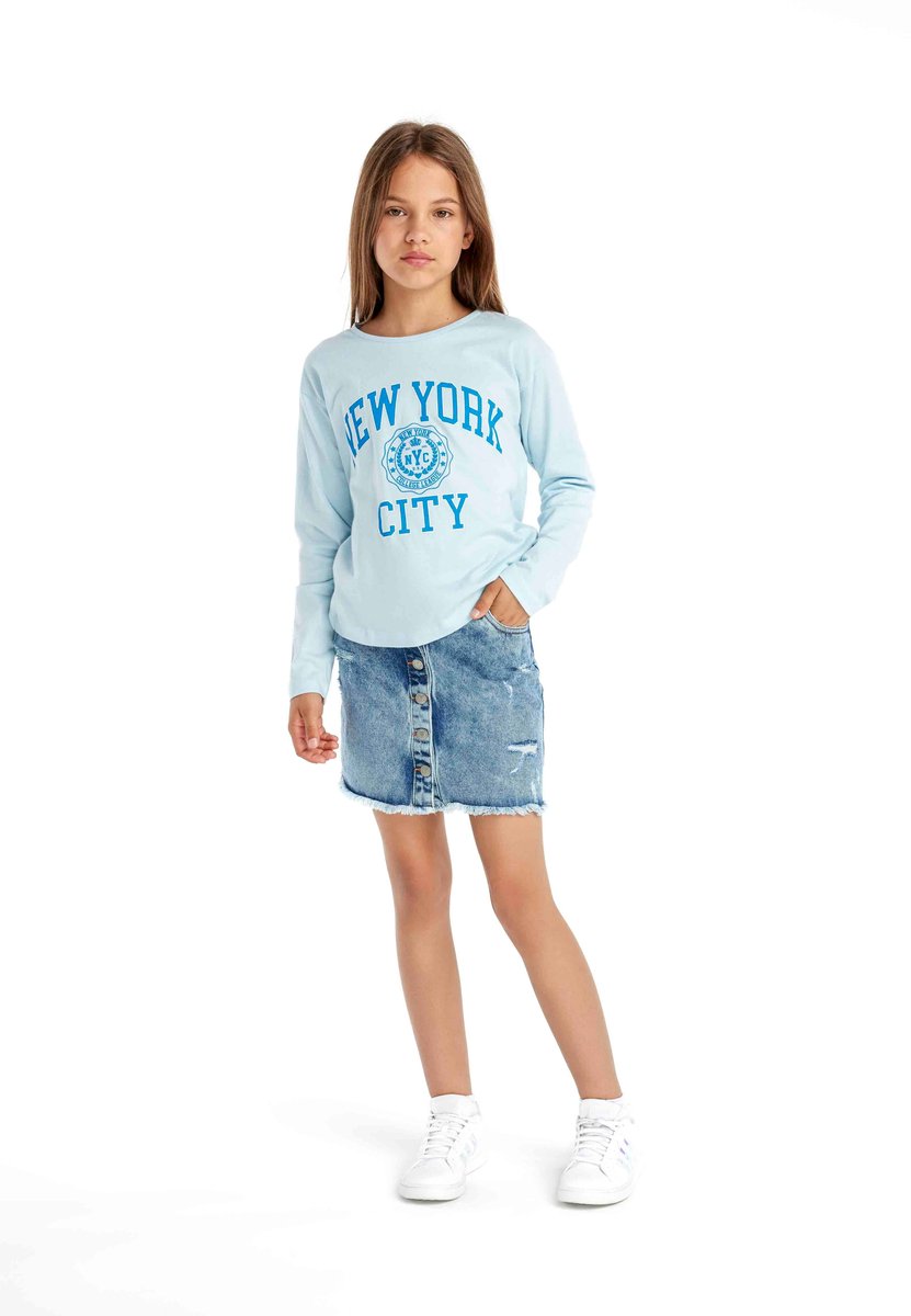 Minoti lange mouw t-shirt meisjes - met New York City print