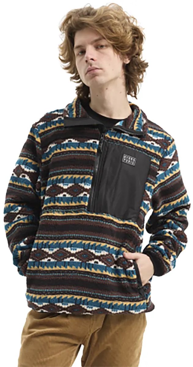 Hydroponic Rumble Fleece Met Halve Rits Man Bruin