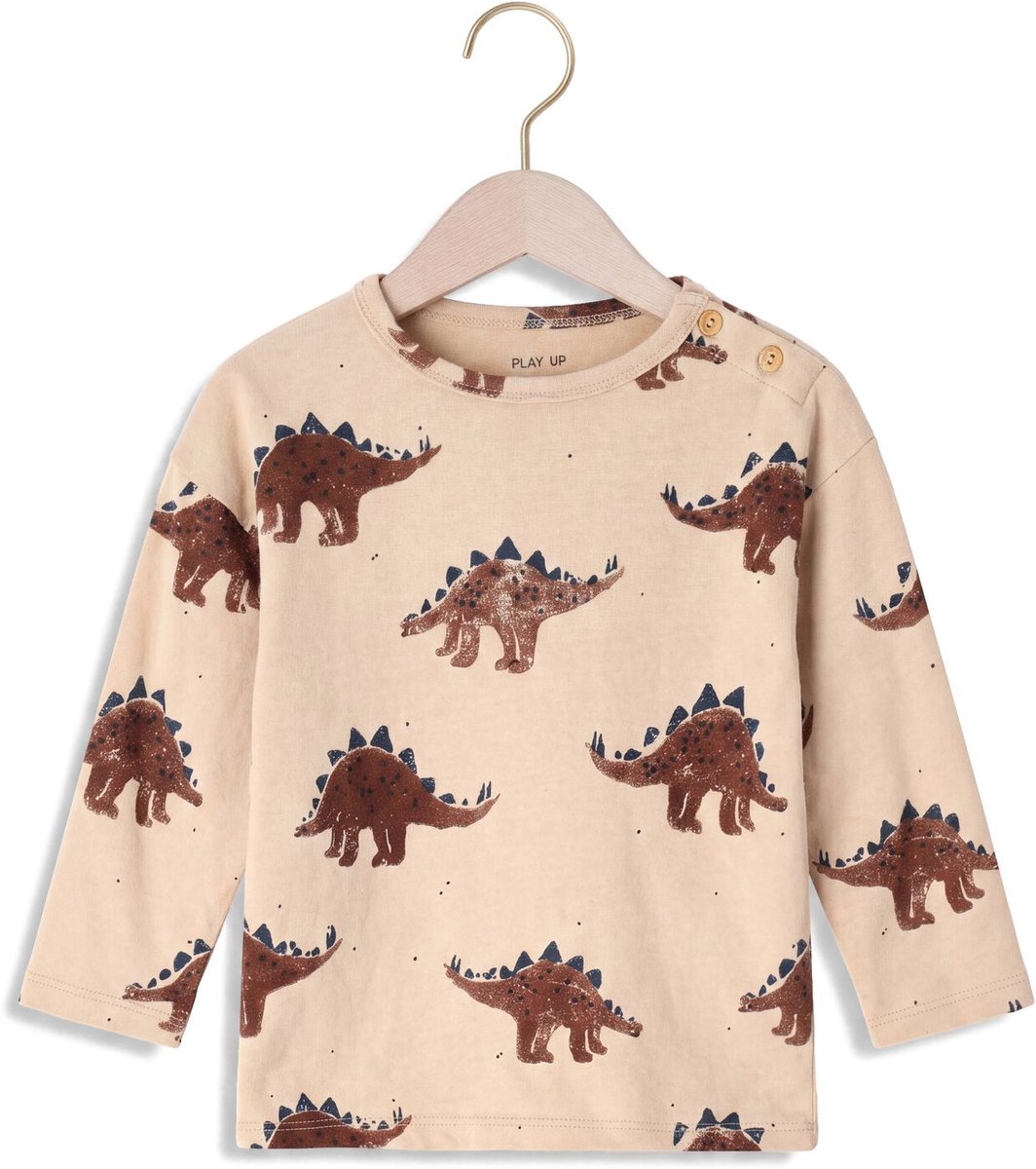 PLAY UP Printed Jersey Ls T-shirt Truien & Vesten Unisex - Sweater - Hoodie - Vest- Beige - Maat 86