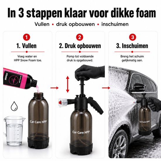 Car Care HPP Druk spuit - Handpomp - Foamer auto - Auto foamer - Foam gun - Druk spuit auto - Schuimsproeier - Auto spuit - Foam cannon auto - Foam sproeier - Snow Foam Sprayer - Schuimpistool auto 2L - Drukspuit fiets/motor van Merkloos	 — afbeelding 2