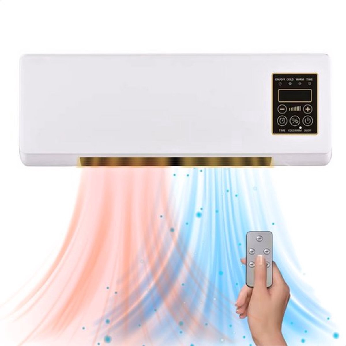 Elektrische Ventilator en Verwarming – 1200W – Ventilatorkachel met Timer en Afstandsbediening – Kachel voor Wandmontage met Instelbare Thermostaat – 2-in-1 Verwarmen & Koelen - 2026 Model