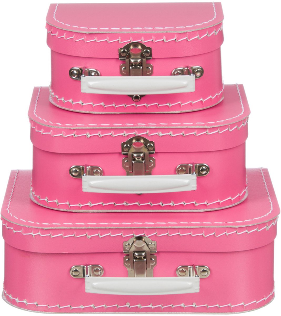 Kofferset - 3delig - 16-20-25 cm - Roze - Decoratie - Kartonnen koffer - Logeerkoffer - Speelkoffer - Poppenkoffer- Opbergen - Cadeau