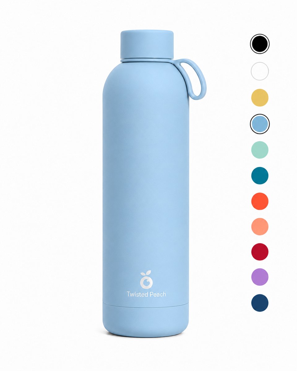 Waterfles RVS | 750ml | Lichtblauw | Drinkfles | Dubbelwandig | 24 uur gekoeld | 12 uur verwarmd | Twisted Peach®